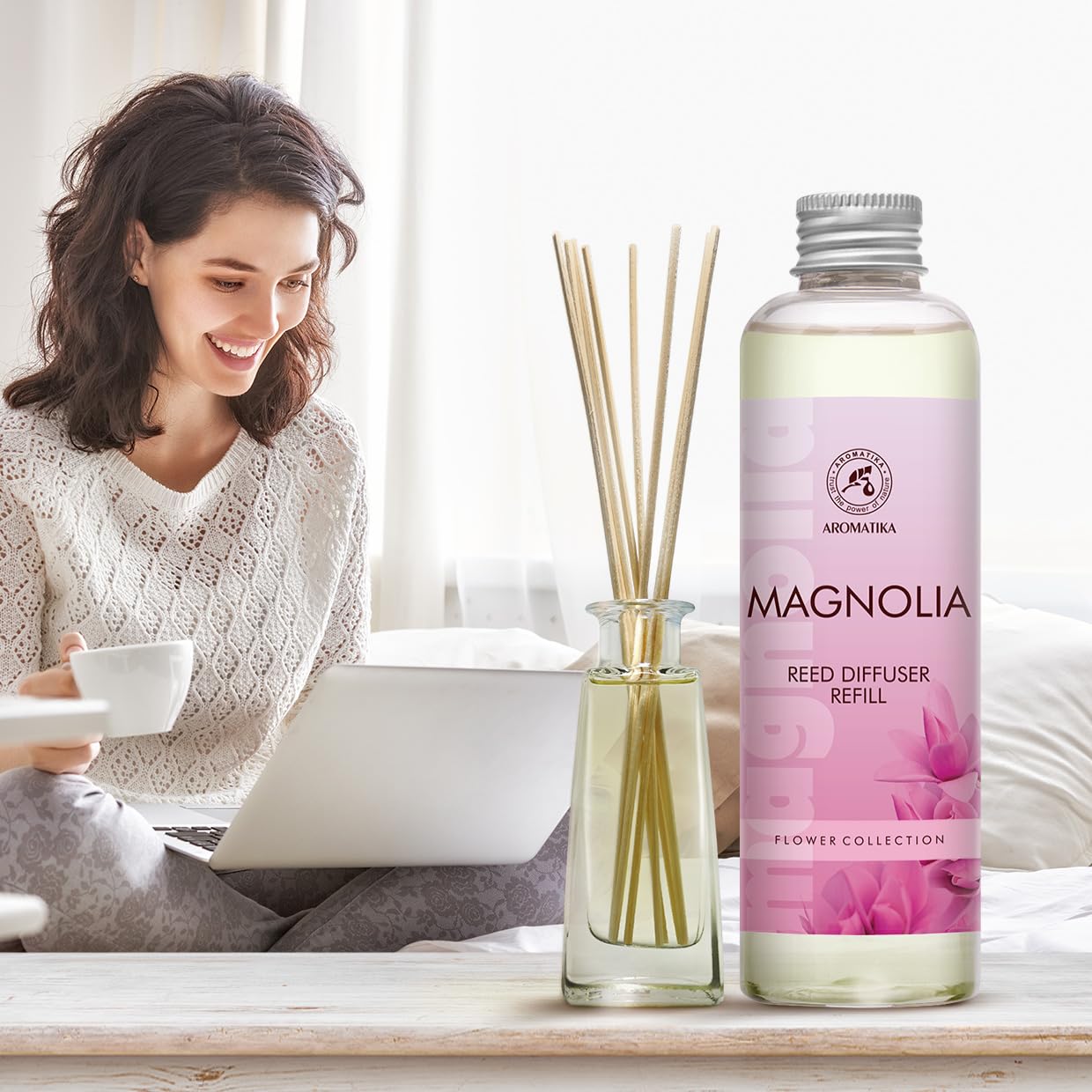 aromatika-raumduft-nachf-llflasche-magnolie-200ml-reed-diffuser-refill image 8