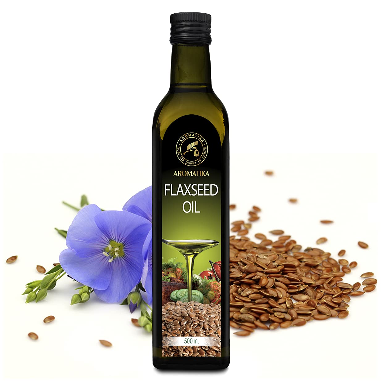aromatika-lein-l-kaltgepresst-500-ml-nativ-vegan-glasflasche image 2