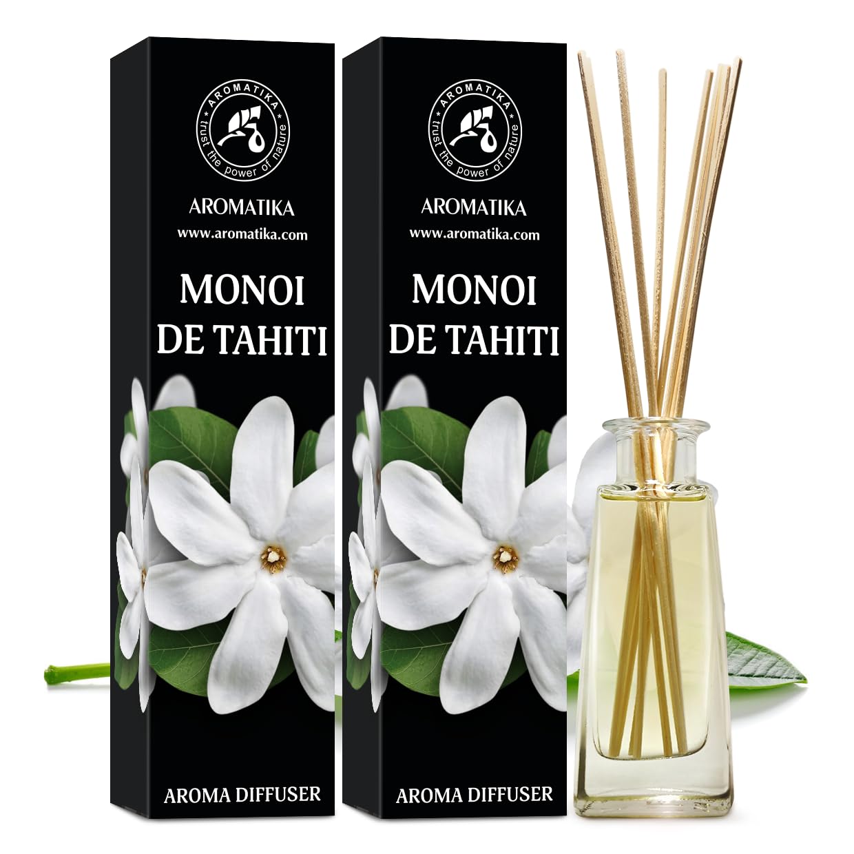 aromatika-raumduft-diffuser-monoi-de-tahiti-2-x-100-ml-mit-st-bchen image 2