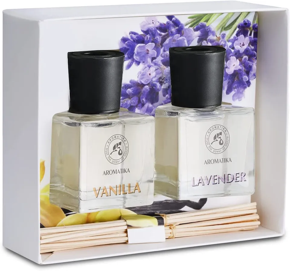aromatika-raumduft-diffuser-vanille-lavendel-100ml-2x50ml-st-bchen-set image 1