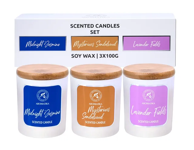 aromatika-duftkerzenset-jasmin-sandelholz-lavendel-3x100g-sojakerzen-mit-therisc image 1