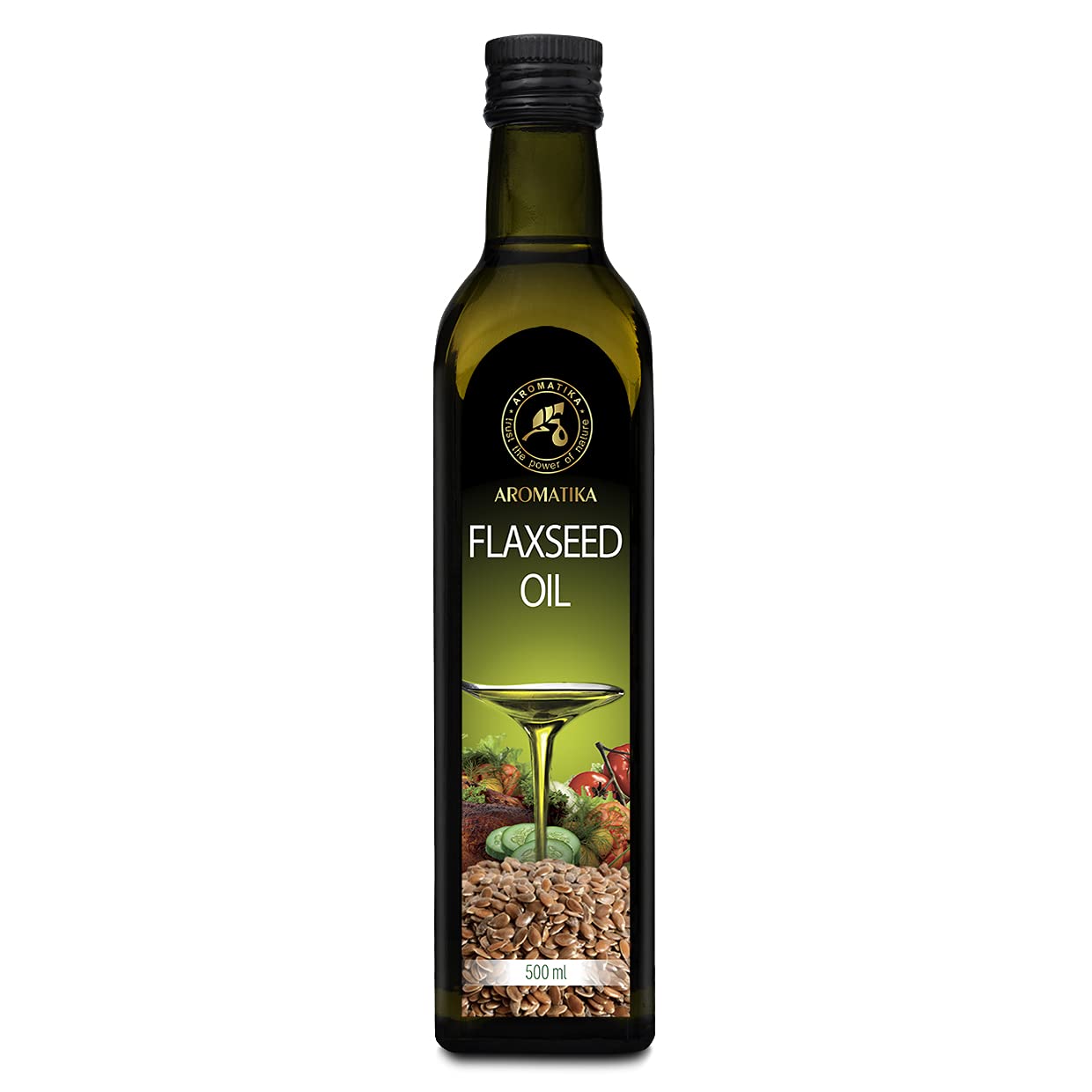 aromatika-lein-l-kaltgepresst-500-ml-nativ-vegan-glasflasche image 1