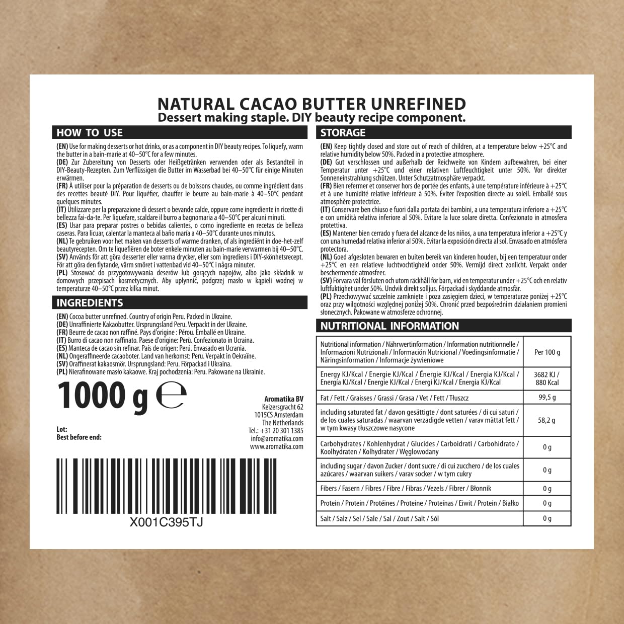 aromatika-cacao-butter-1000-g-kakaobutter-unraffiniert-theobroma-cacao image 2
