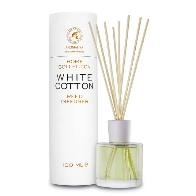 aromatika-raumduft-diffuser-wei-e-baumwolle-100ml-mit-st-bchen image 1