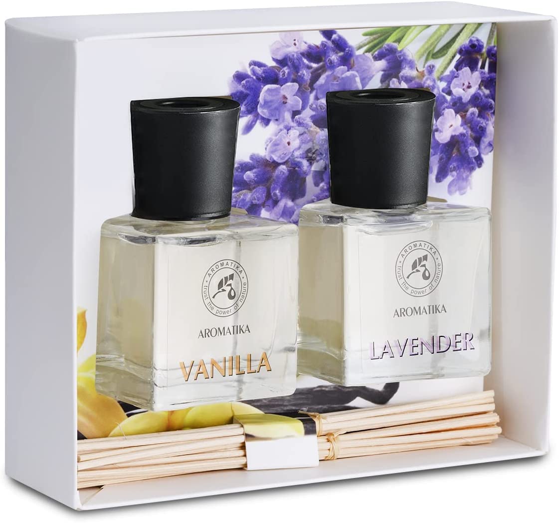 aromatika-raumduft-diffuser-vanille-lavendel-100ml-2x50ml-st-bchen-set image 1