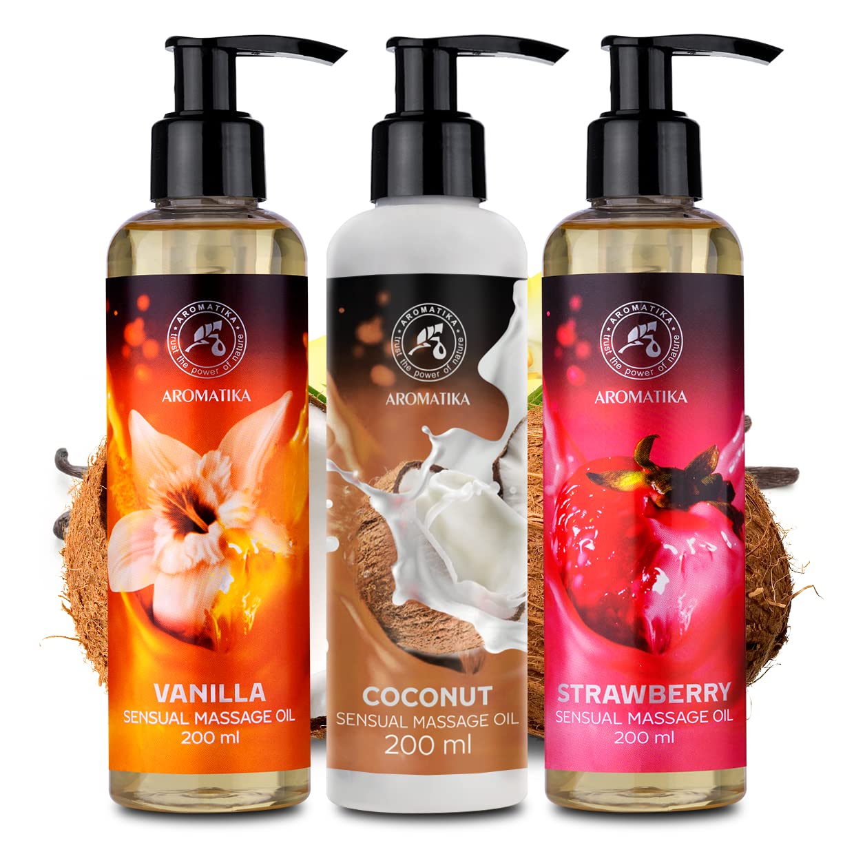 aromatika-sinnliches-massage-l-set-vanille-kokos-erdbeere-3x200-ml image 2