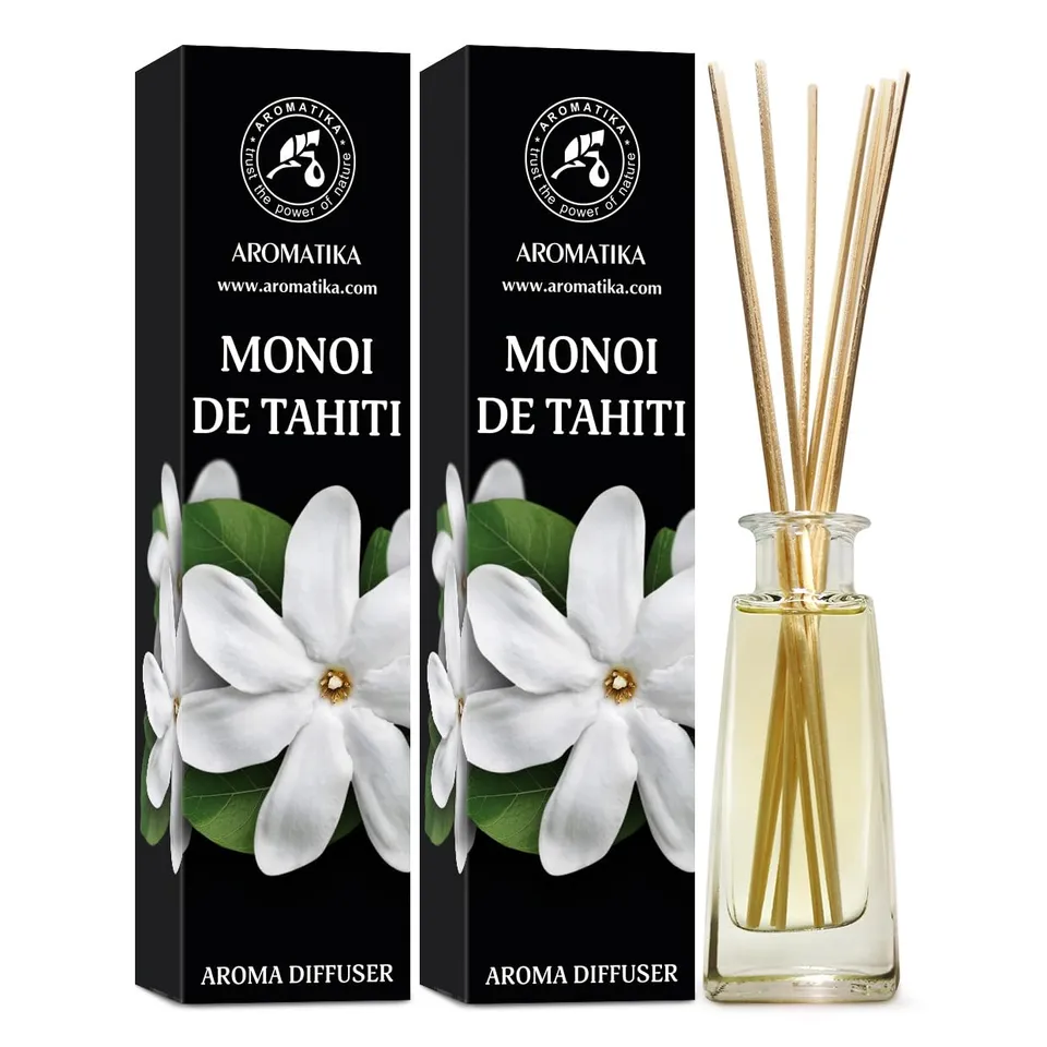 aromatika-raumduft-diffuser-monoi-de-tahiti-2-x-100-ml-mit-st-bchen image 1