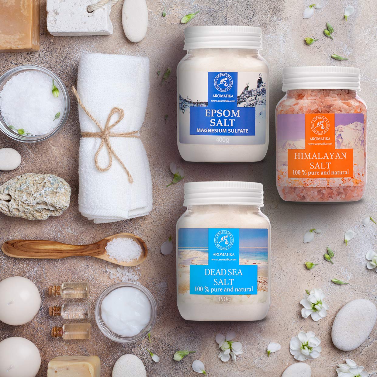 aromatika-badesalz-set-3-teilig-epsom-400g-totes-meer-350g-himalaya-450g image 2