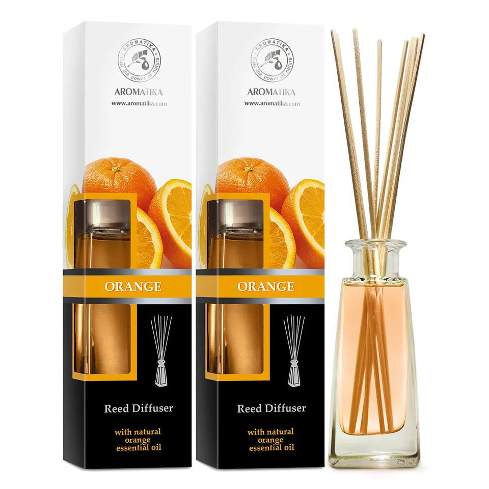 aromatika-raumduft-diffuser-orange-2x100ml-reed-diffuser-mit-st-bchen image 1