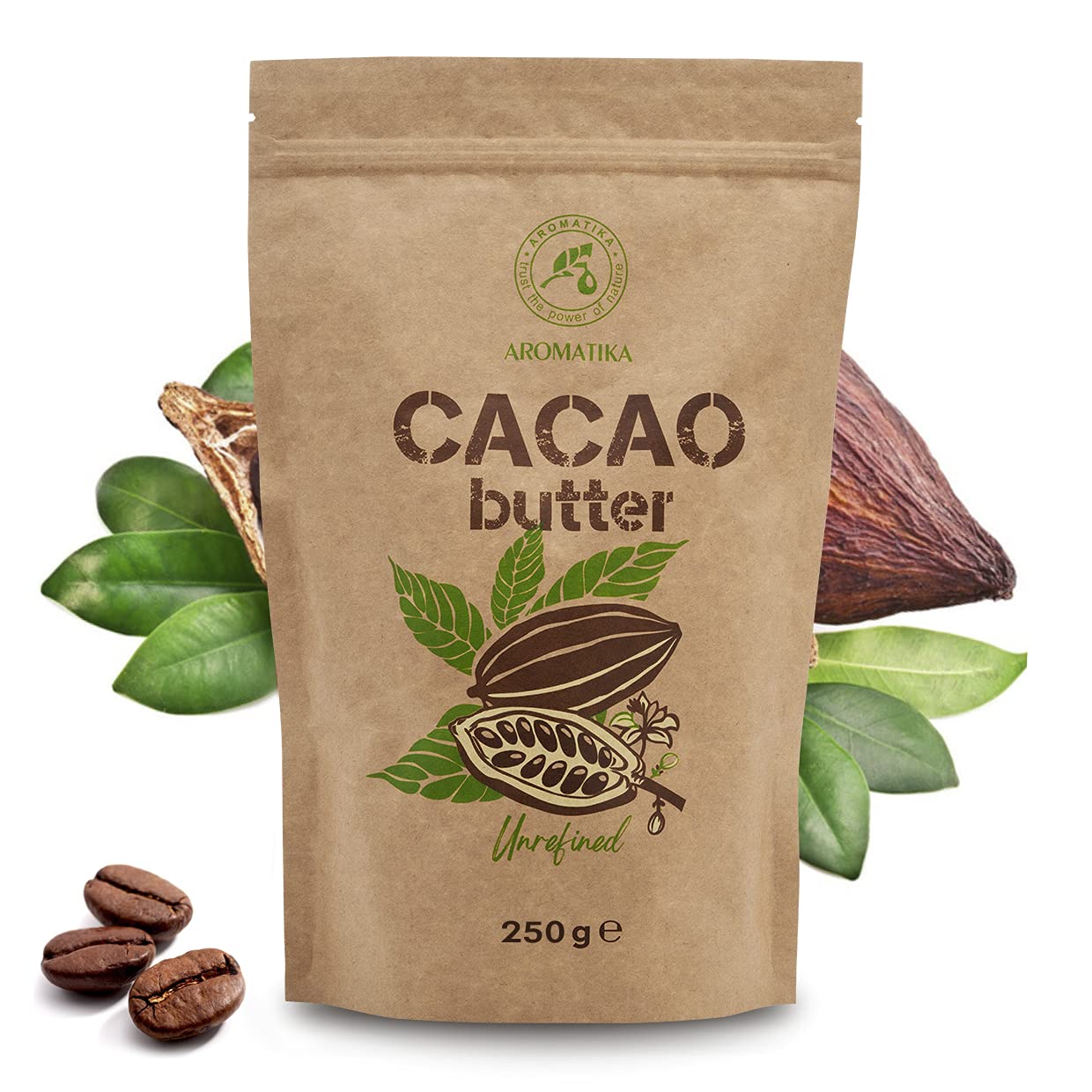 aromatika-cacao-butter-250-g-unraffinierte-kakaobutter-theobroma-cacao image 2