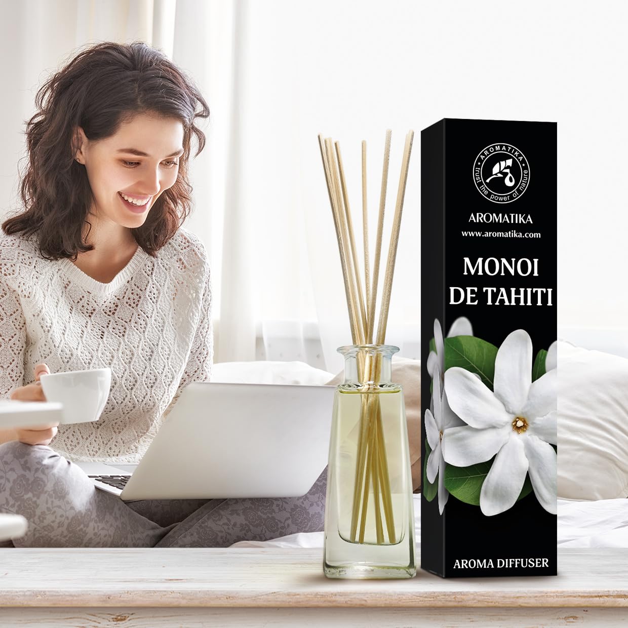 aromatika-raumduft-diffuser-monoi-de-tahiti-2-x-100-ml-mit-st-bchen image 5