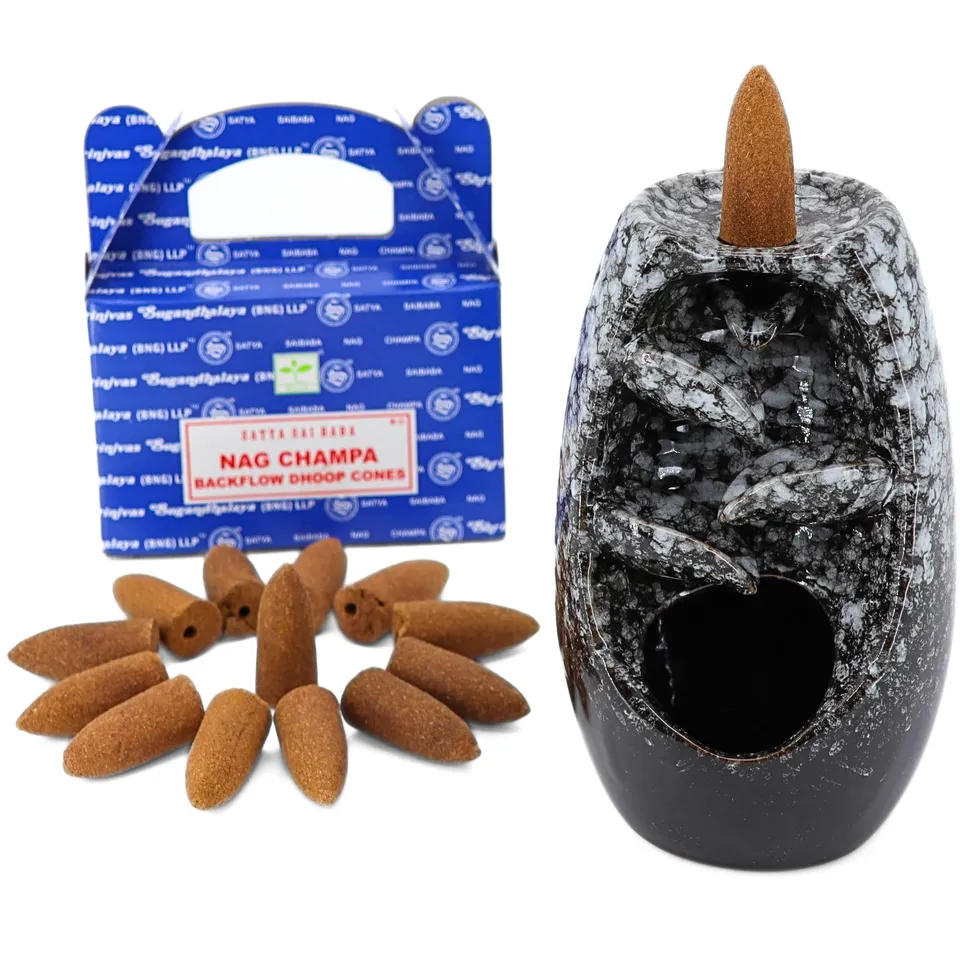 lavisa-r-ckfluss-r-ucherkegelhalter-wasserfall-starter-set-wei-mit-satya-nag-cha image 1