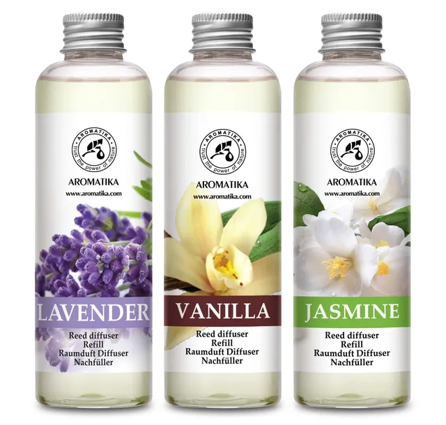 aromatika-raumduft-nachf-llflaschen-lavendel-vanille-jasmin-3x200ml-reed-diffuse image 1