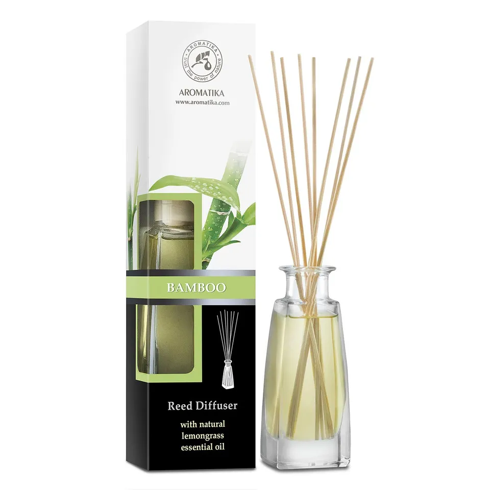 aromatika-bamboo-mit-lemongrass-raumduft-diffuser-100ml-mit-st-bchen image 1