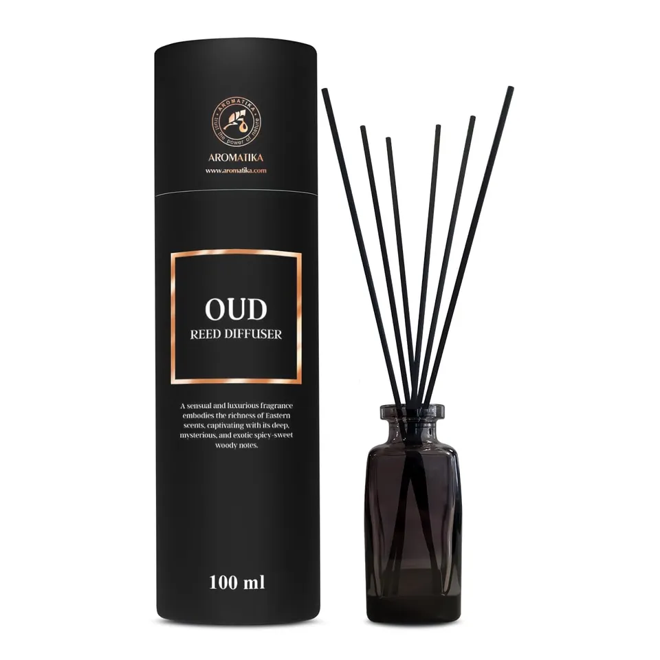 aromatika-raumduft-diffuser-oud-100ml-mit-rattanst-bchen image 1