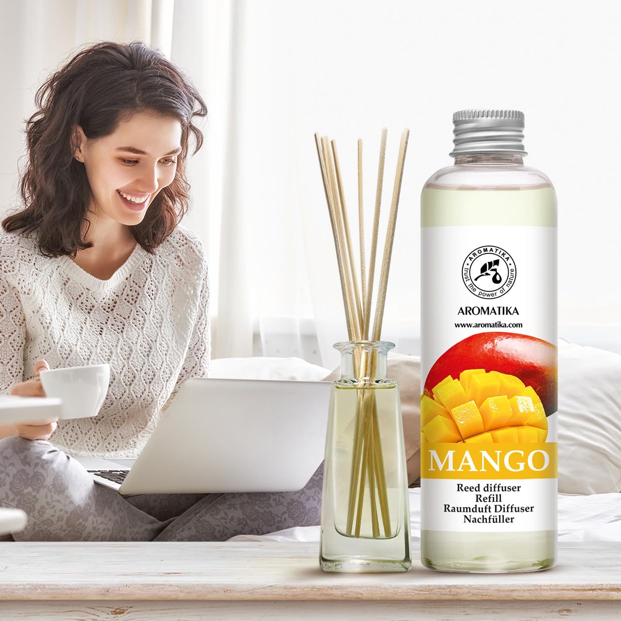 aromatika-reed-diffuser-refill-mango-200ml-mit-rattanst-bchen image 7