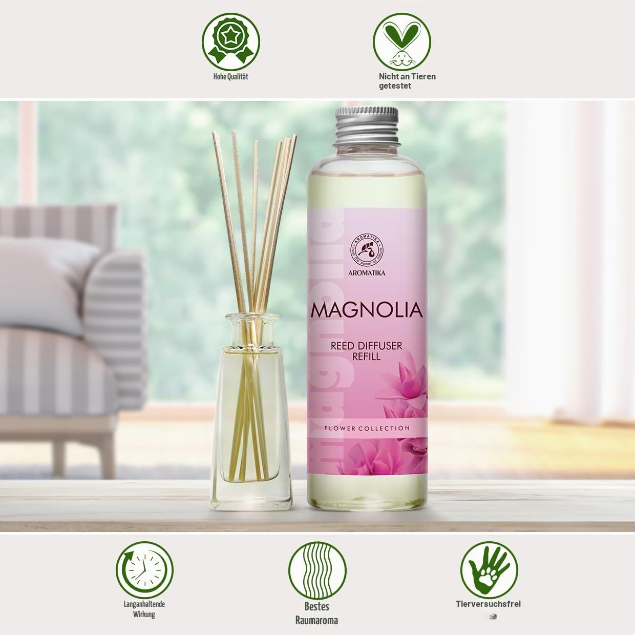 aromatika-raumduft-nachf-llflasche-magnolie-200ml-reed-diffuser-refill image 7