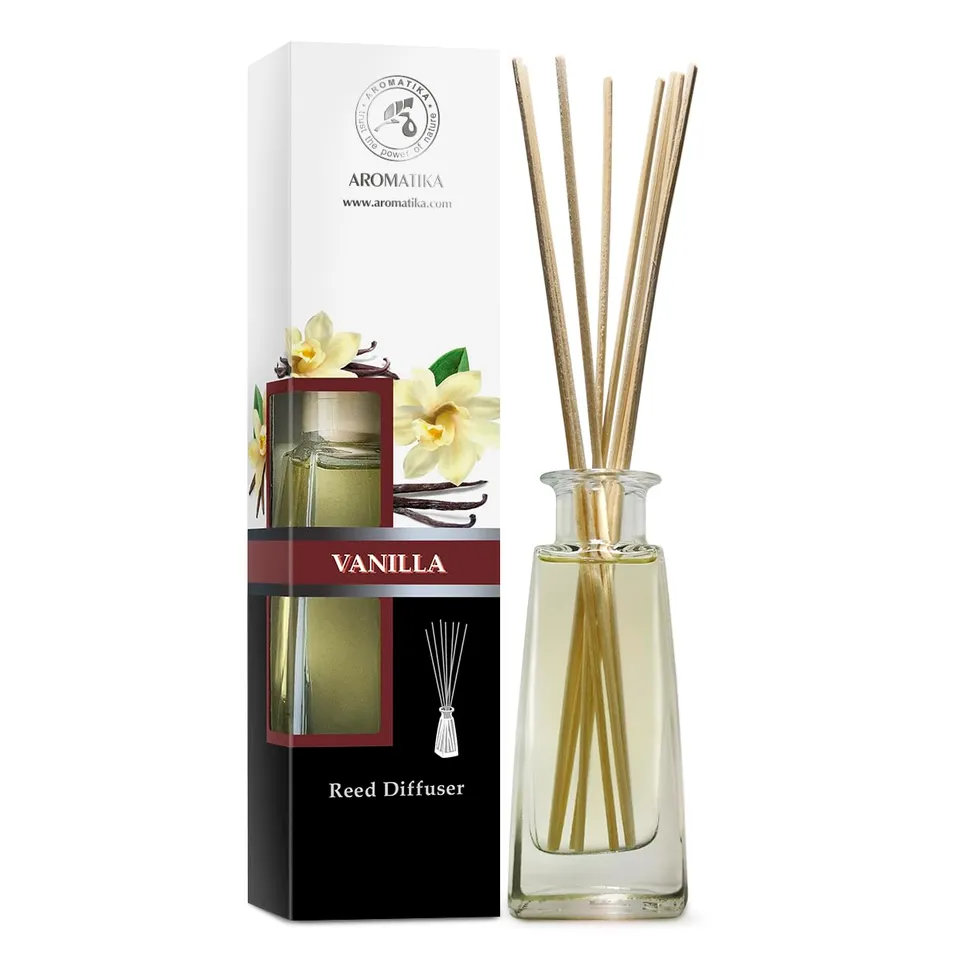 aromatika-raumduft-diffuser-vanille-100ml-mit-bambus-st-bchen image 1