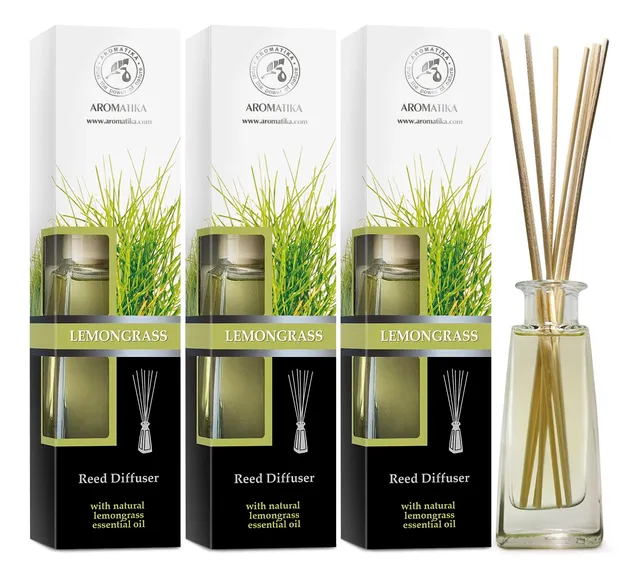 aromatika-raumduft-diffuser-zitronengras-3x100-ml-mit-bambusst-bchen image 1