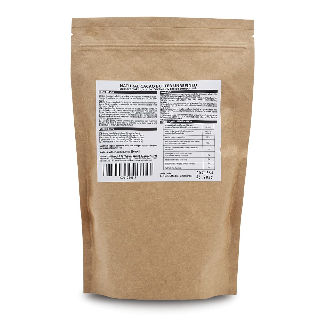 aromatika-cacao-butter-250-g-unraffinierte-kakaobutter-theobroma-cacao image 3