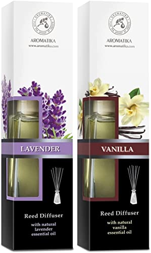 aromatika-raumduft-diffuser-set-vanille-lavendel-2x100ml-mit-st-bchen image 3