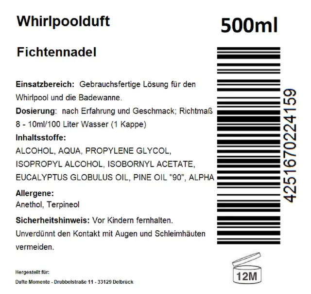 dufte-momente-whirlpool-duft-fichtennadel-500-ml-schaumfrei-vegan image 1