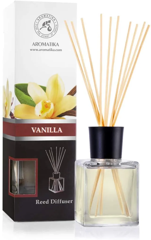 aromatika-raumduft-diffuser-vanille-200-ml-mit-bambus-st-bchen image 1