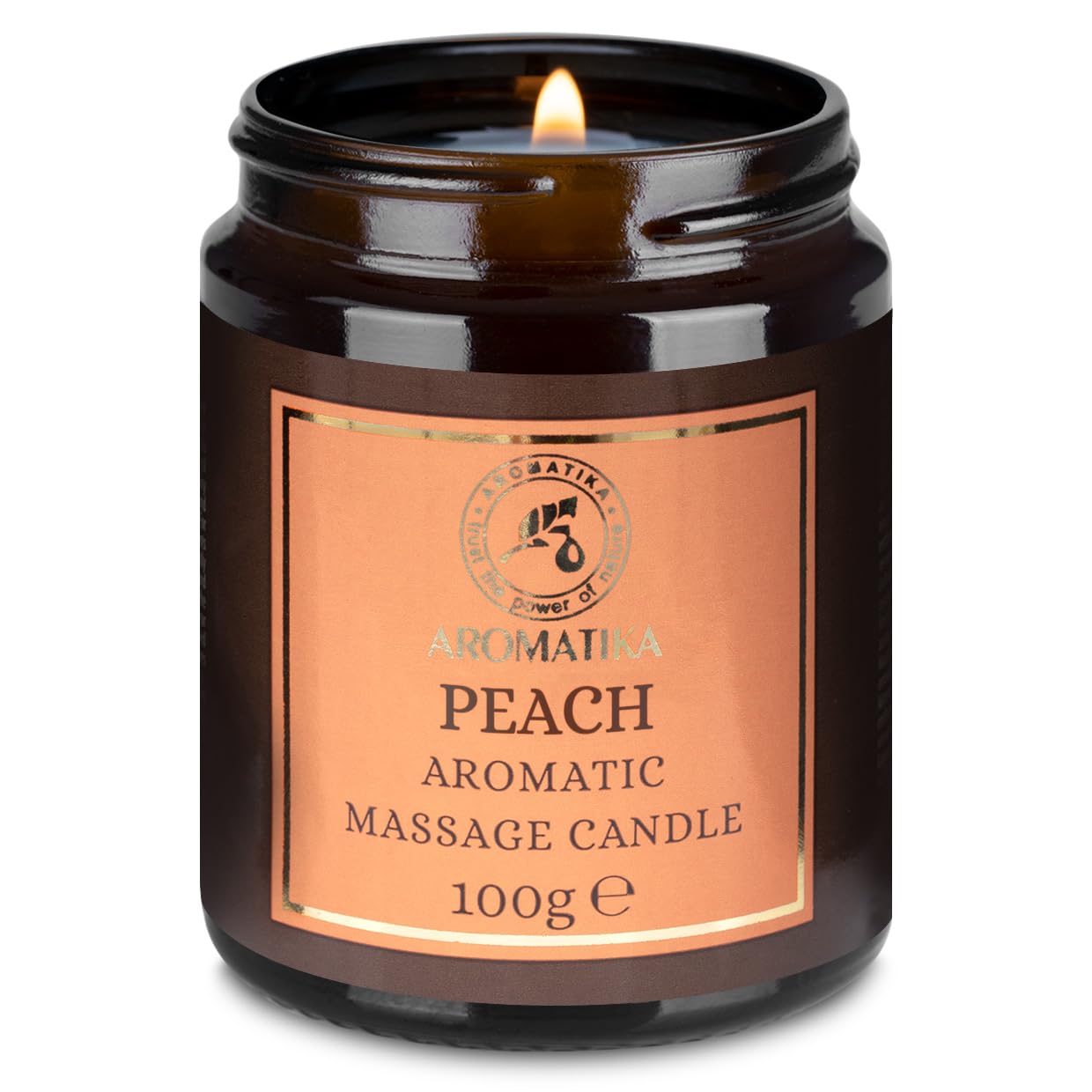 aromatika-massagekerze-pfirsich-100-g-sojawachs-mit-kokos-l-mandel-l image 1