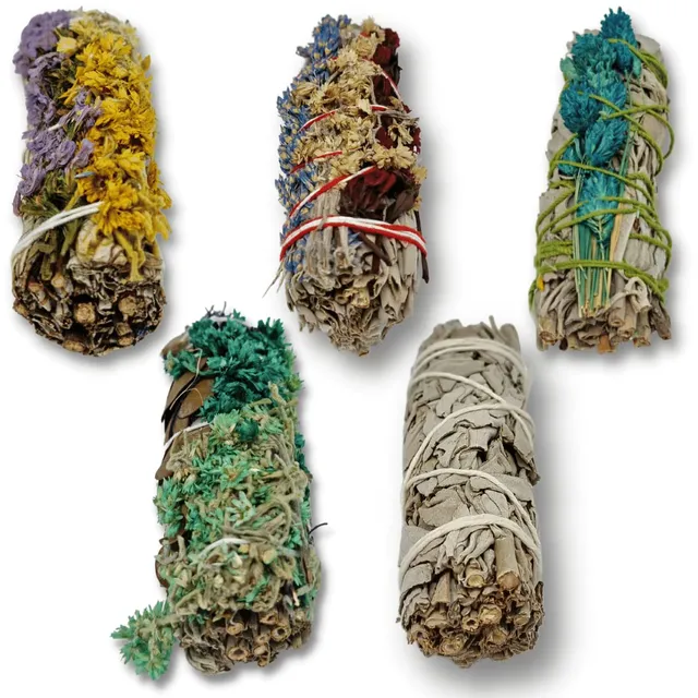 lavisa-wei-er-salbei-premium-floral-smudge-sticks-mit-wildblumen-5-sets-5-sticks image 1