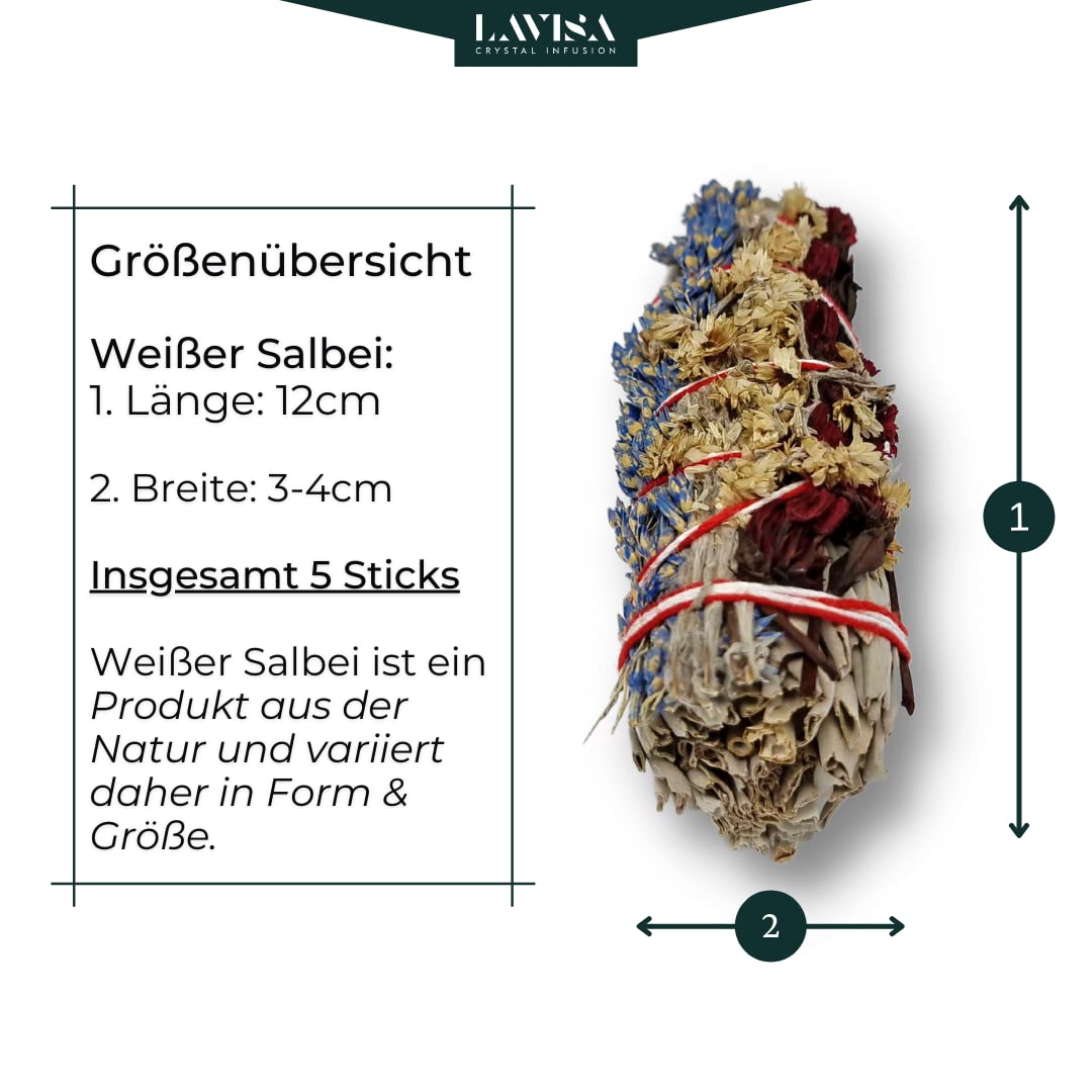 lavisa-wei-er-salbei-premium-floral-smudge-sticks-mit-wildblumen-5-sets-5-sticks image 3
