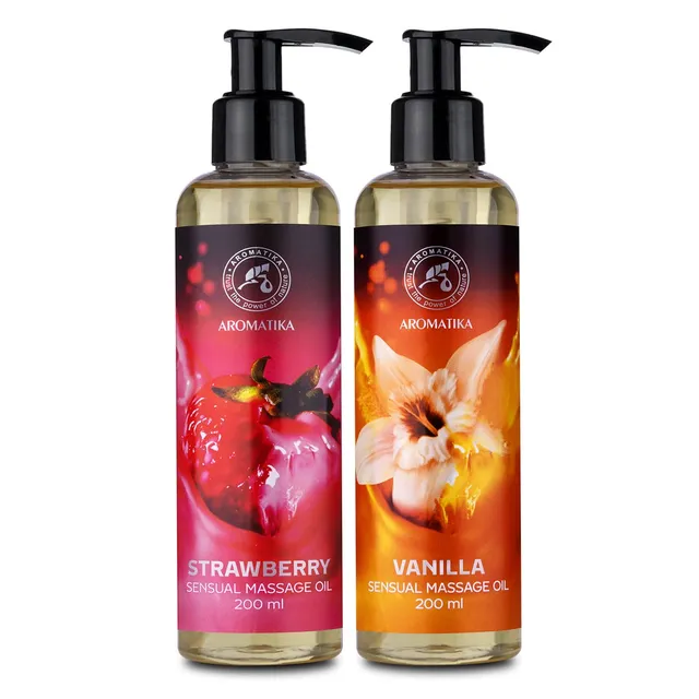 aromatika-sinnliches-massage-l-set-2x200ml-erdbeere-vanille image 1