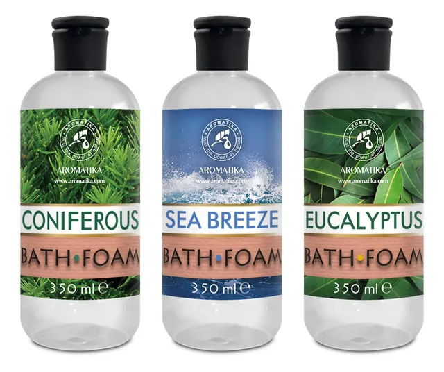 aromatika-badeschaum-set-nadelholz-meeresbrise-eukalyptus-3x350-ml image 1